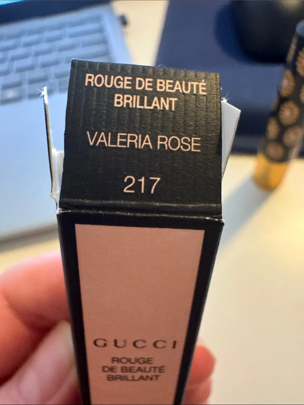 Gucci Rouge de Beauté Brillant Lipstick Glow and Care — Valeria Rose (217) New